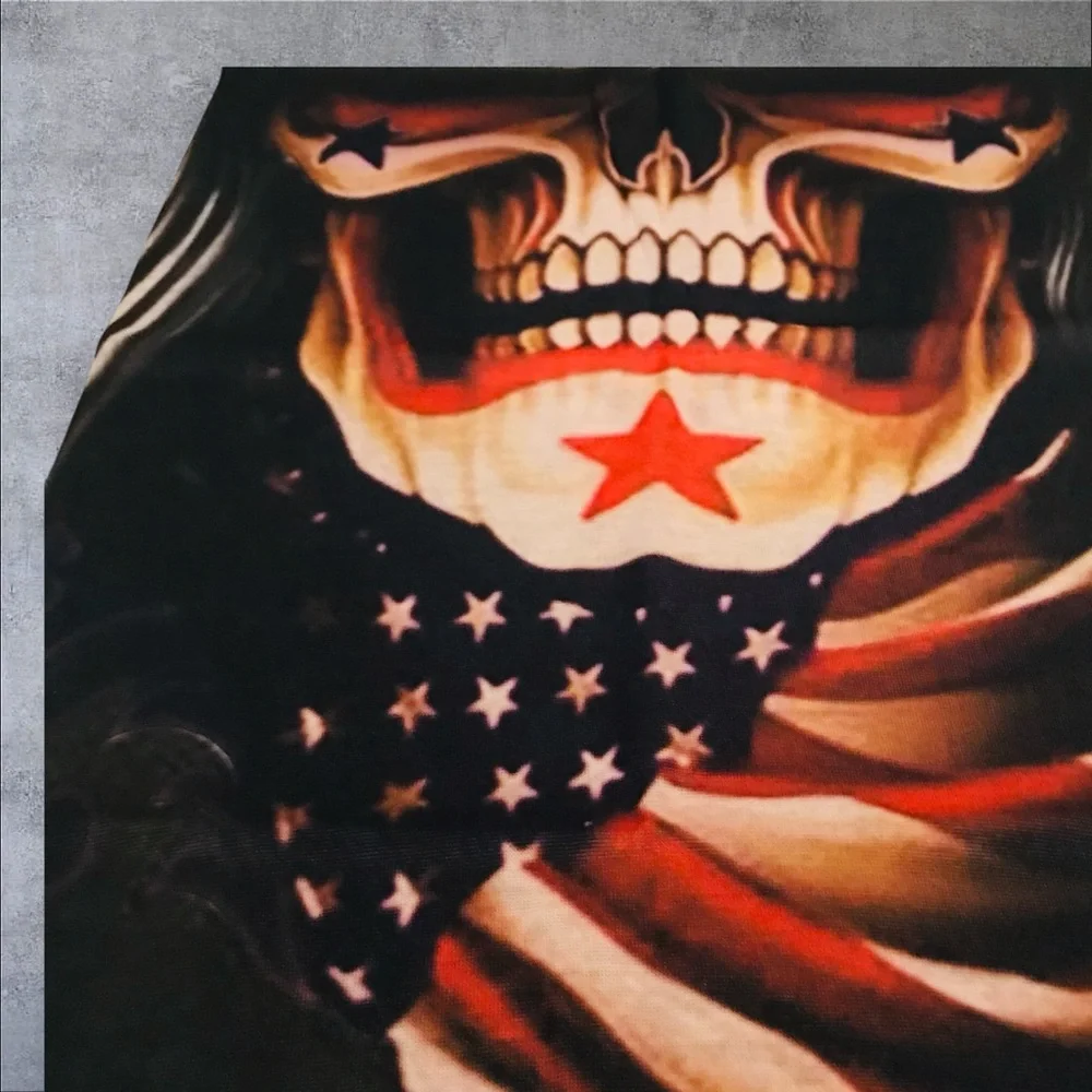 Stars & Stripes Skull 16 n 1 Neck Gaiter Face Covers Dust Mask Biker Rag 2 pack